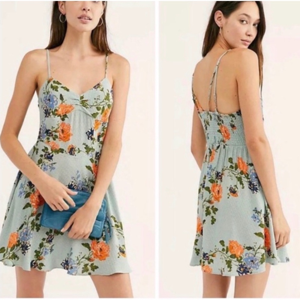Intimately Free People Floral Sweetheart Spaghetti Strap Swing Dress